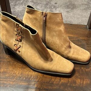 Etienne Aigner Tan Leather Ankle Boots